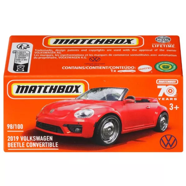 Matchbox: Mașinuță 2019 Volkswagen Beetle Convertible în cutie carton