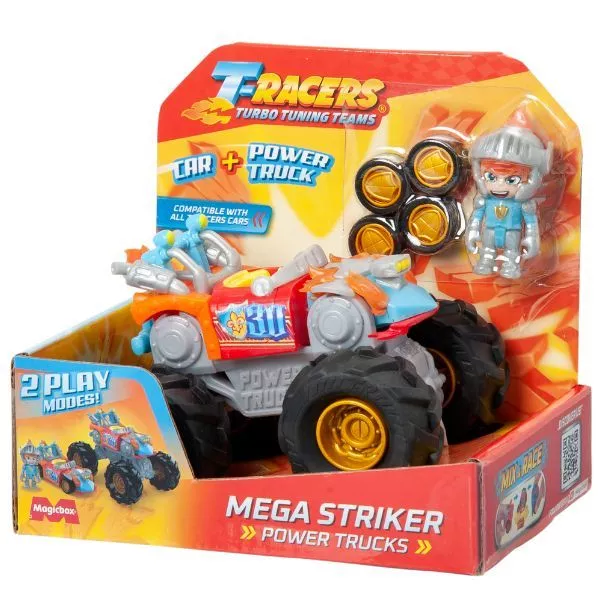 T-Racers: 2 în 1 super jepp cu figurină- Mega Striker