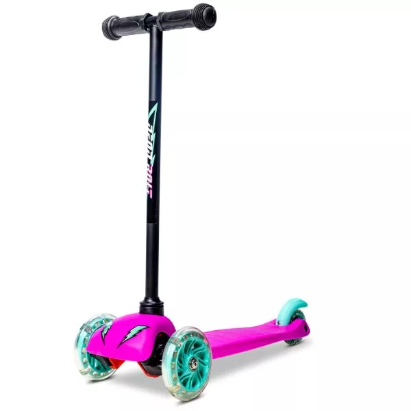 Yvolution: Neon Bolt háromkerekű roller világító kerékkel - Rózsaszín