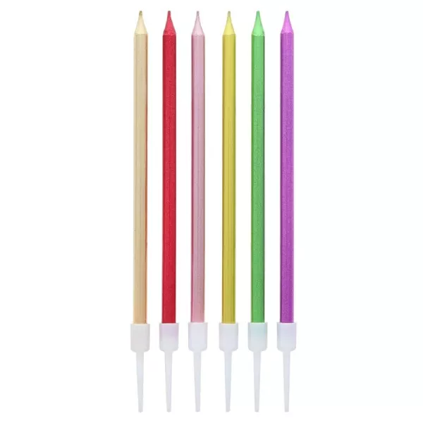 Beauty & Charm: Set de 6 lumânări, culori metalizate - 13 cm