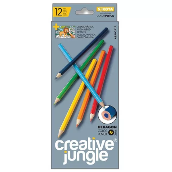 Creative Jungle: Hatszögletű színes ceruza készlet - 12 db-os