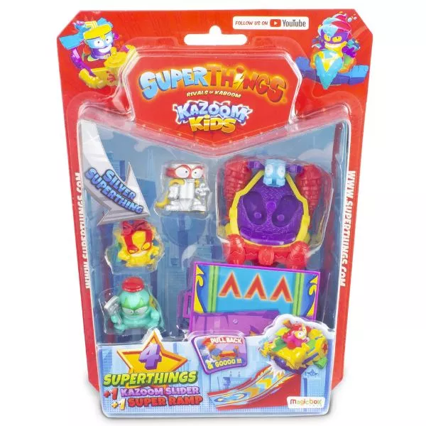 SuperThings: Kazoom Kids, 4 figurine cu rampă - Shiny League