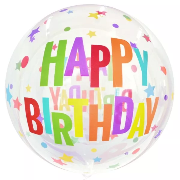 Balon folie transparent cu inscripție Happy Birthday - 46 cm
