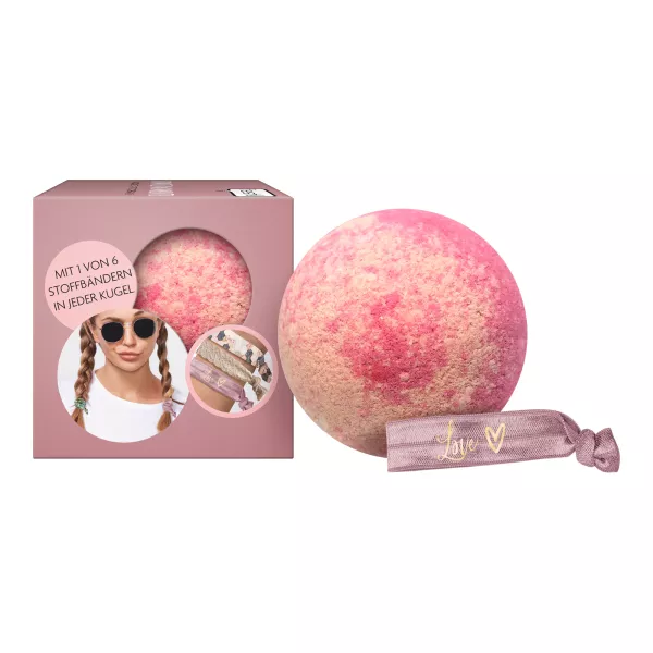 Bombă de baie colorată cu elastic de păr surpriză - culoare roz