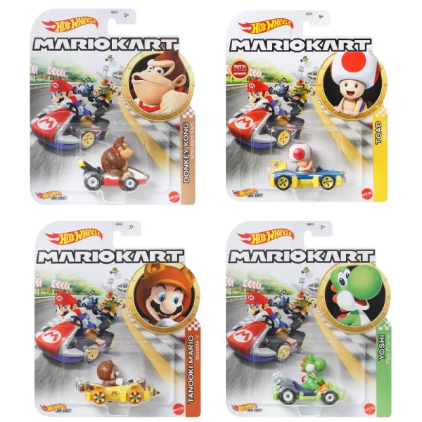 Hot Wheels: Mario Kart karakter kisautó - többféle