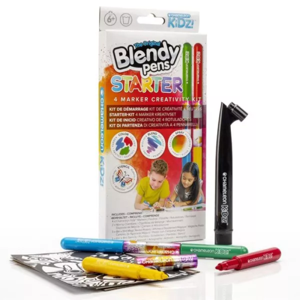 Blendy Pens: Varázslatos fújós- és színátmenetes filctoll szett - 4 db-os