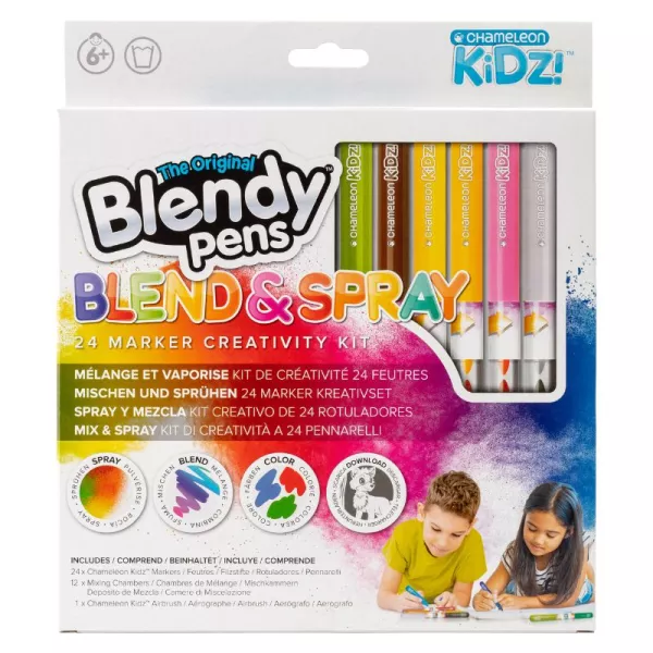 Blendy Pens: Blend & Spray varázslatos fújós- és színátmenetes filctoll szett - 24 db-os