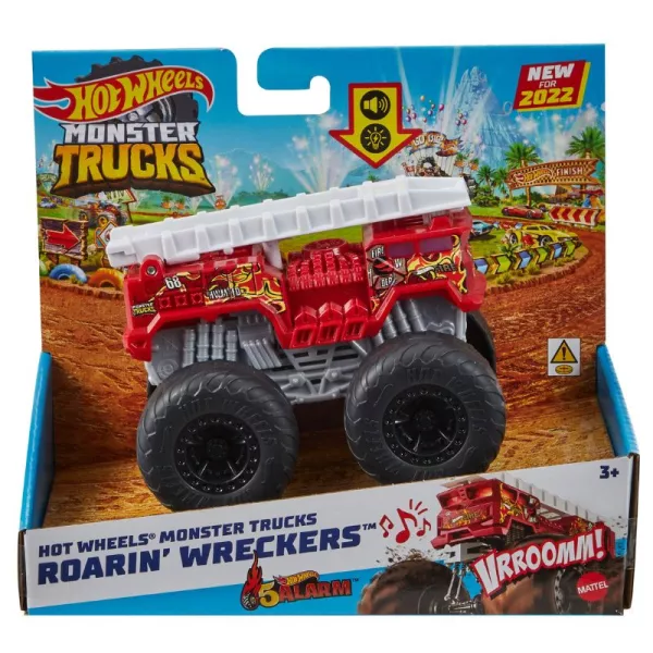 Hot Wheels Monster Trucks: Roarin' Wreckers 5 Alarm kisautó hangeffektekkel 1:43