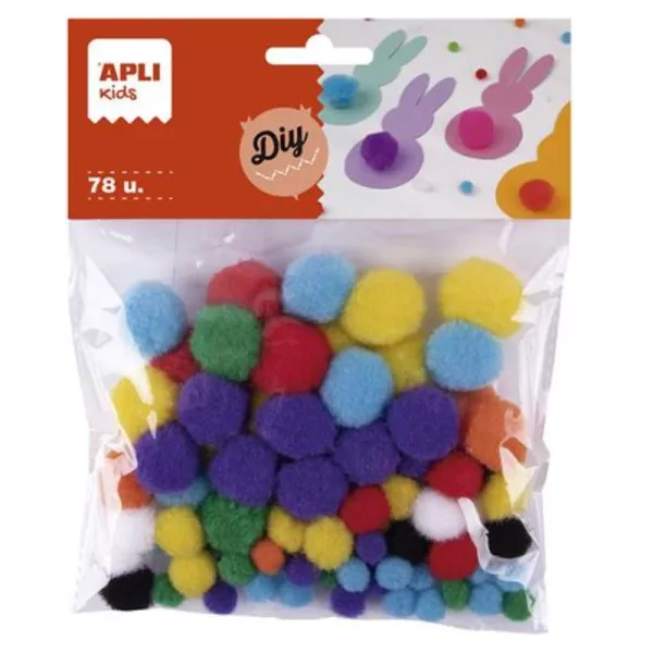 Apli: Pompon csomag vegyes színekben - 78 db-os