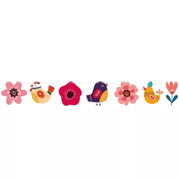 Ghirlandă cu flori și păsărele - 270 cm