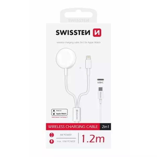 Swissten: Încărcător wireless, 2 în 1, USB-C