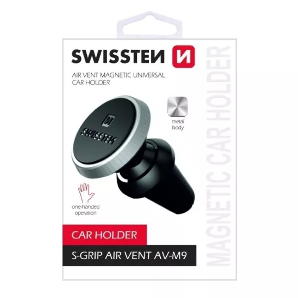 Swissten: Autós tartó szellőzőrácsra - fekete-ezüst