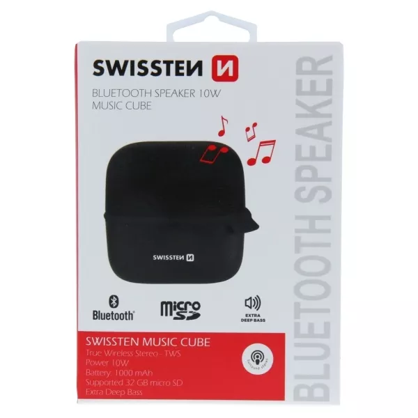 Swissten: difuzor Music cube TWS - negru