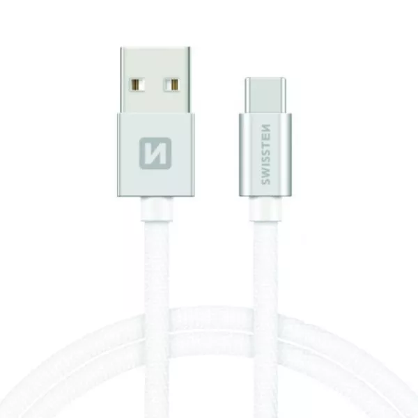 Swissten: USB/USB-C adatkábel, ezüst-fehér, 1,2 méter
