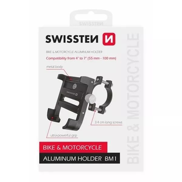 Swissten: Alumínium kerékpáros/motoros telefontartó - 4-7