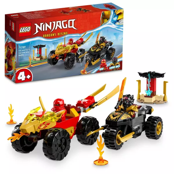 LEGO® NINJAGO®: Înfruntarea dintre Kai în mașină și Ras pe motocicletă 71789