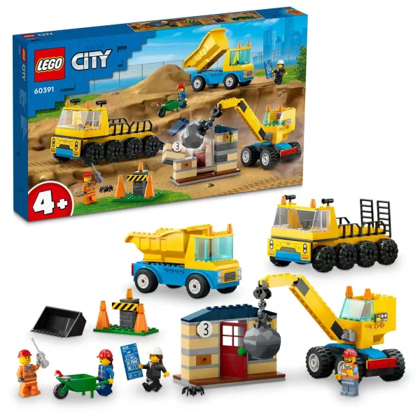LEGO® City: Camioane de construcție și macara cu bilă pentru demolări 60391