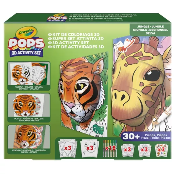 Mega coffret 3D Crayola POPs - livres à colorier : la jungle
