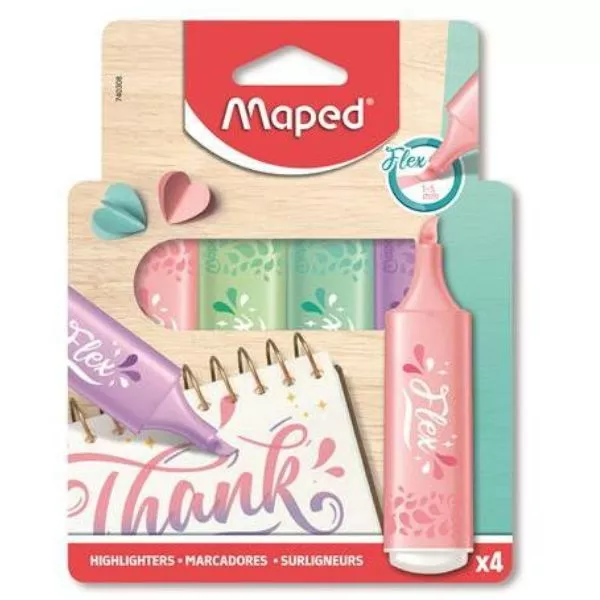 Maped: Fluo Peps Flex szövegkiemelő készlet, pasztell színek - 4 db-os