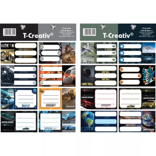 T-Creativ: Etiquetas para cadernos meninos, 16 unidades - várias opções