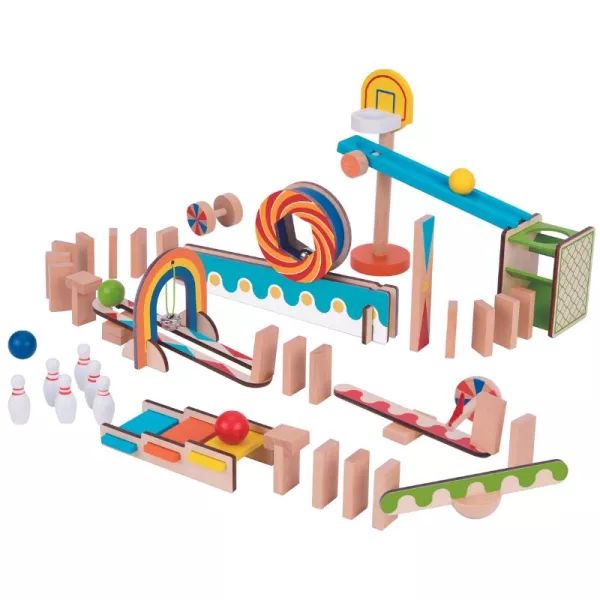 Tooky Toy: Dominópálya-építő játék különleges elemekkel - 57 darabos Tooky Toy: Dominópálya-építő játék különleges elemekkel - 57 darabos