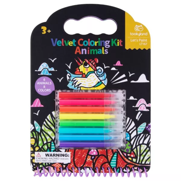 Tookyland: Conjunto de Colorir de Veludo, 6 imagens e 8 canetinhas - Animais