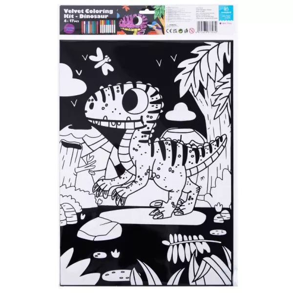 Tookyland: Bársonyos színezőkészlet 16 db filctollal – Dinoszaurusz, 30 x 25 cm akciós termékkép 1