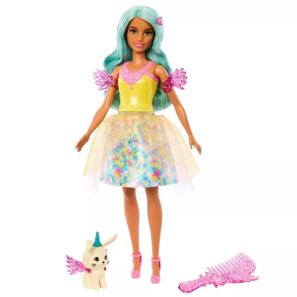 Barbie: A Touch of Magic păpușa zână în rochie galbenă