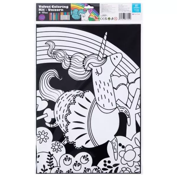Tookyland: Conjunto de colorir aveludado com 16 canetas – Unicórnios, 30 x 25 cm