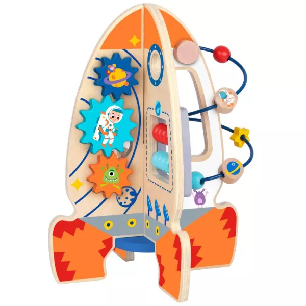 Tooky Toy: Rakéta alakú 3D foglalkoztató tábla, fa