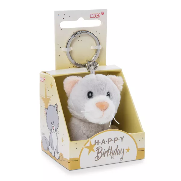 Nici: breloc pisicuță în cutie Happy Birthday - 6cm