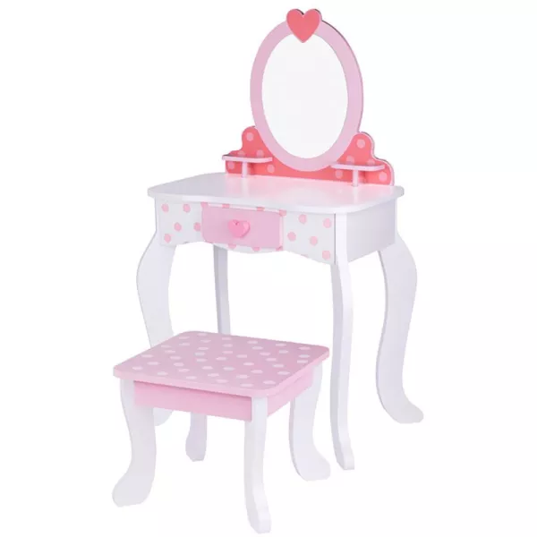 Tooky Toy : Coiffeuse en bois avec décorations en forme de cœur
