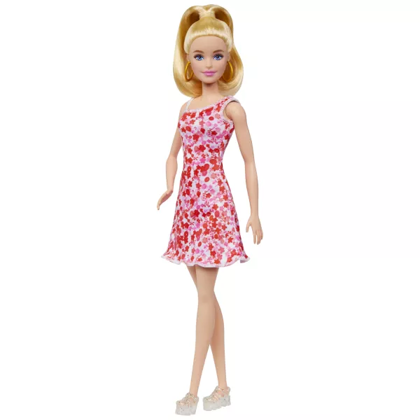 Barbie: Fashionista păpușă în rochie roz-roșu