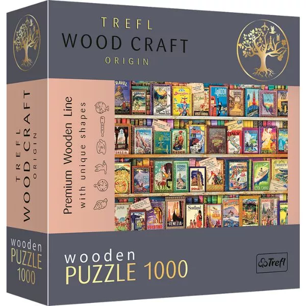 Trefl Puzzle Wood Craft: Útikönyvek – 1000 darabos puzzle fából