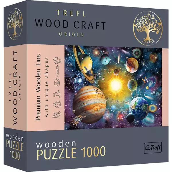 Trefl Puzzle Wood Craft: sistemul solar - puzzle 1000 piese, din lemn