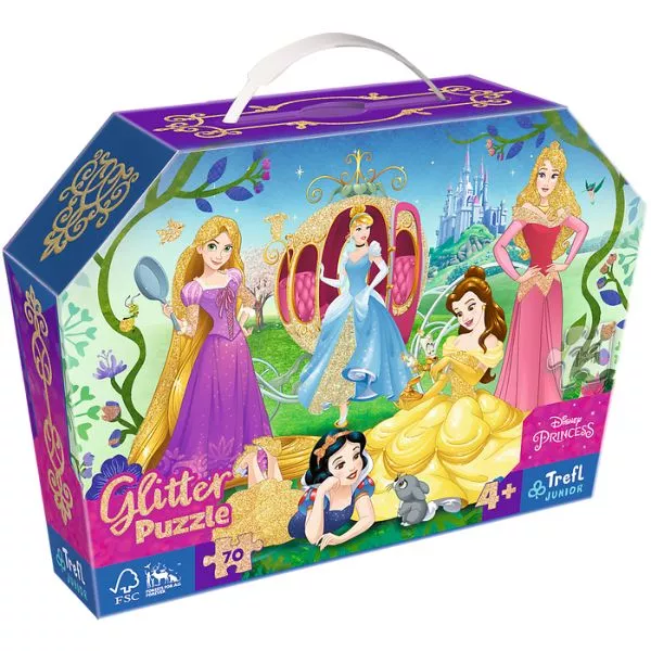 Trefl: Disney hercegnők puzzle - 70 darabos, glitteres