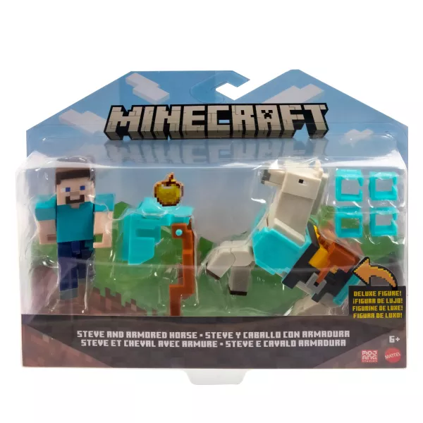 Minecraft: Alap figura kiegészítővel - Steve és páncélozott ló figura