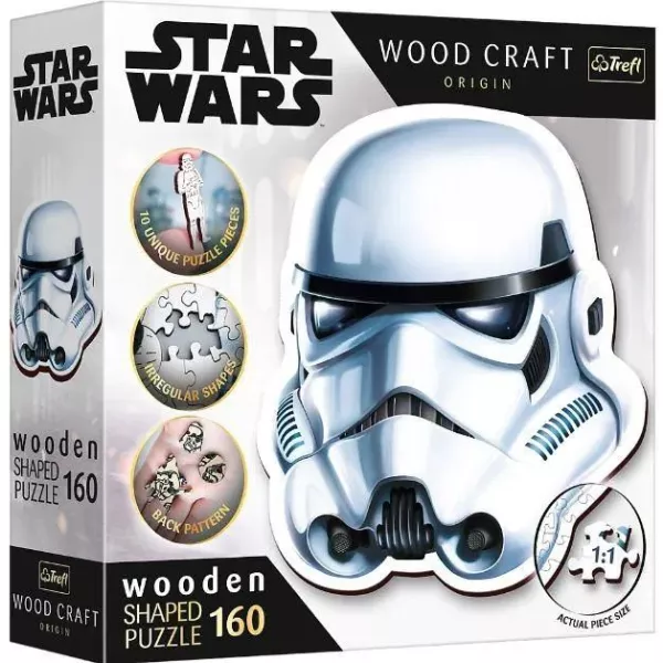 Trefl Puzzle Wood Craft: Star Wars cască Stormtrooper - 160 piese din lemn