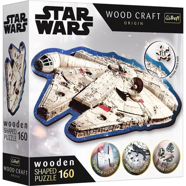 Trefl Puzzle Wood Craft: Star Wars, Millenium Falcon - 160 piese din lemn