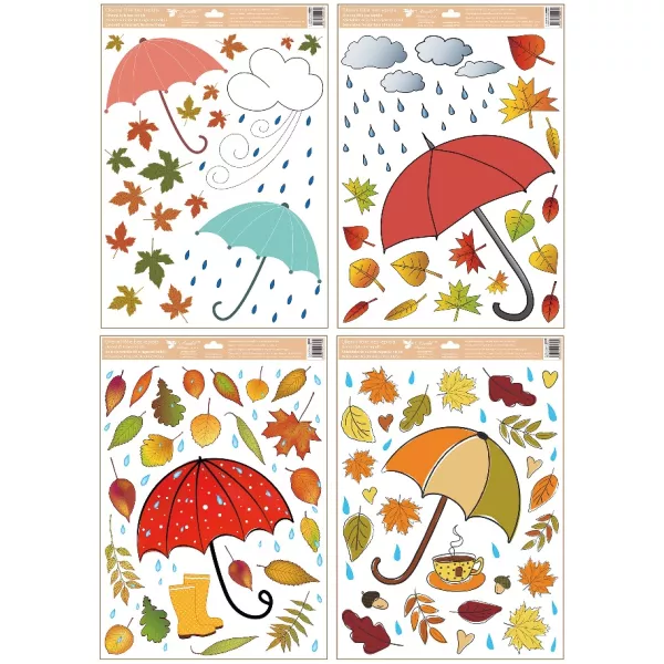 Őszi esernyők ablakmatrica - 35 x 50 cm, többféle