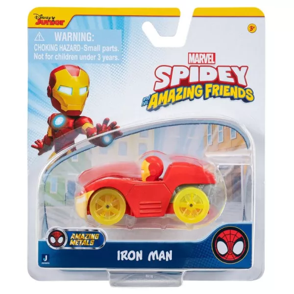 Spidey și prietenii:mașinuță Iron man din metal - 7,5 cm