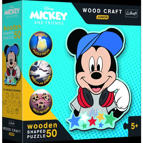 Trefl Puzzle Wood Craft: Disney, Mickey mouse - 50 piese, lemn