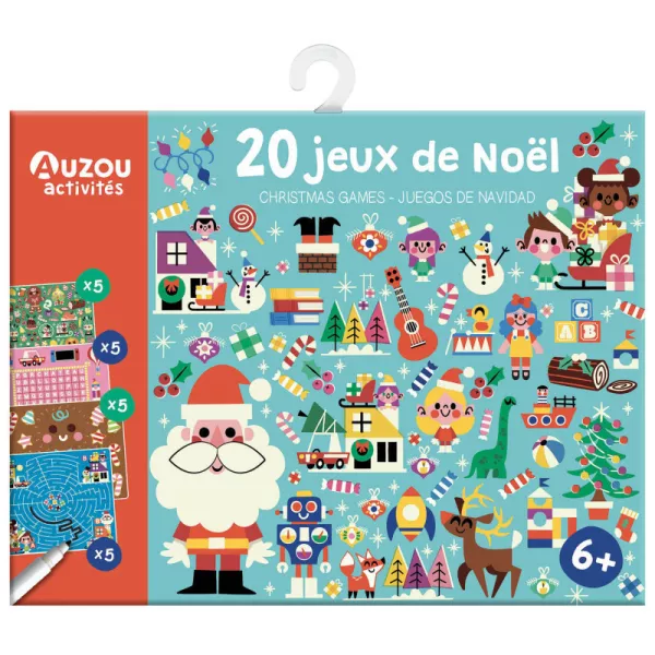 Auzou: Letörölhető fejtörő feladatkártyák - Karácsony