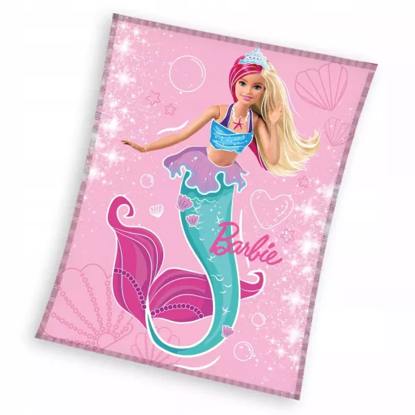 Barbie: Sellő korall takaró - 130 x 170 cm