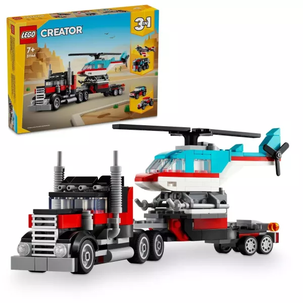 Lego® Creator: Camionetă-platformă cu elicopter 31146