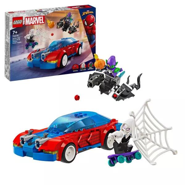 LEGO® Marvel: Mașina de curse a Omului Păianjen și Venom Green Goblin 76279