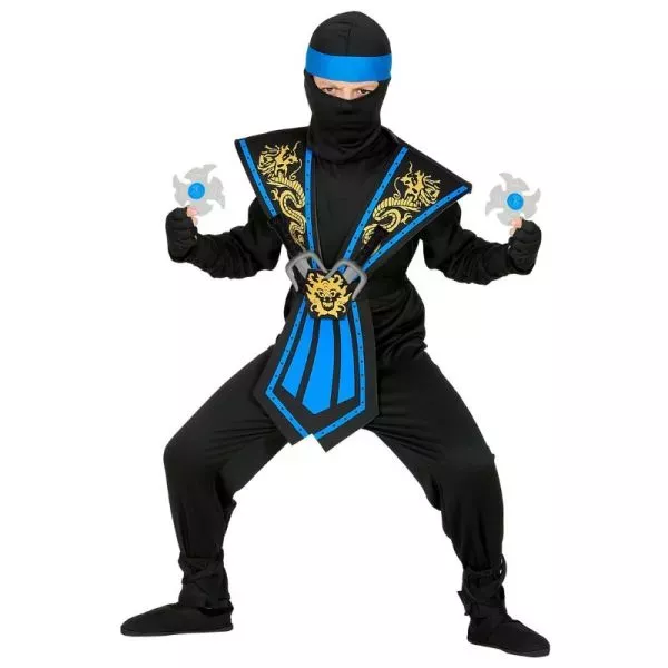 Kék harcos Ninja jelmez fegyverekkel - 116-os, 4-5 éves korosztály