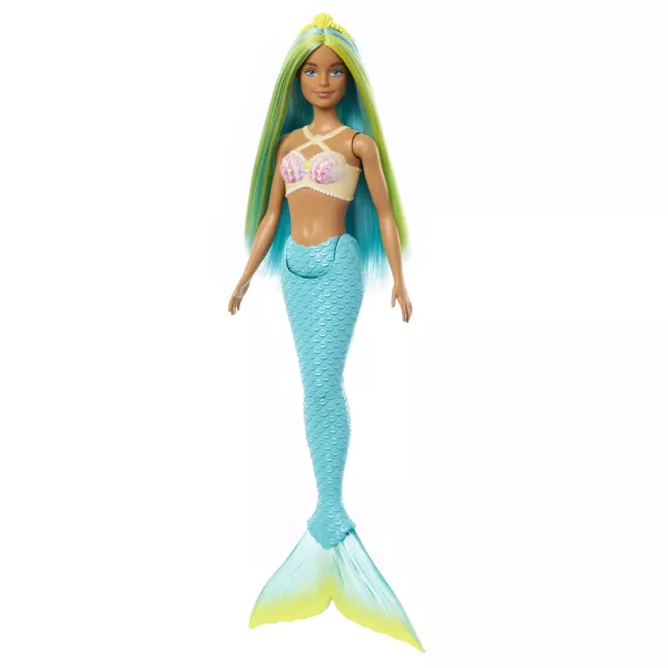 Barbie Dreamtopia: Sirenă cu păr colorat și aripioare albastre