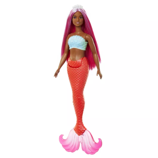 Barbie Dreamtopia: Sirenă cu păr colorat și aripioare portocalii