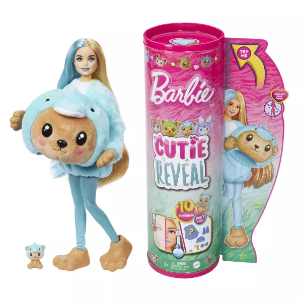 Barbie Cutie Reveal: Păpușă surpriză, seria 6 - delfin